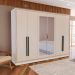 Guarda-Roupa Casal com Espelho Valência 6 Portas 4 Gavetas Branco e Creme