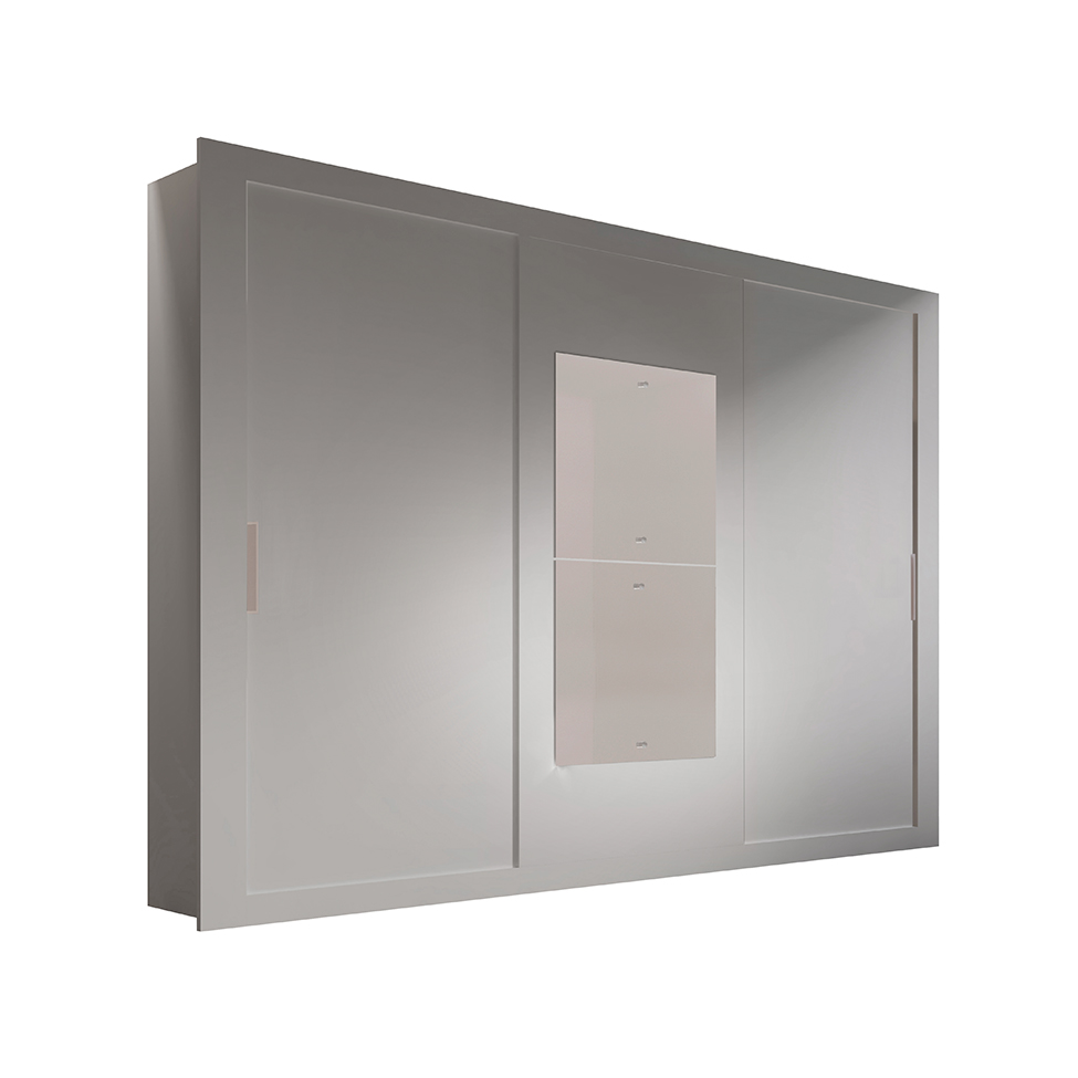 Guarda-Roupa Casal com Espelho Veneza Premium Branco 3 Portas 4 Gavetas