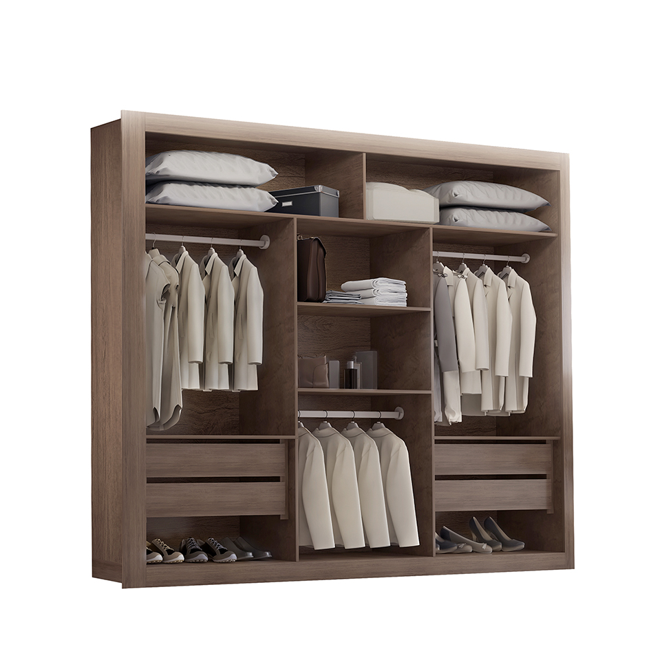 Guarda-Roupa Casal com Espelho Veneza Top 3 Portas Café
