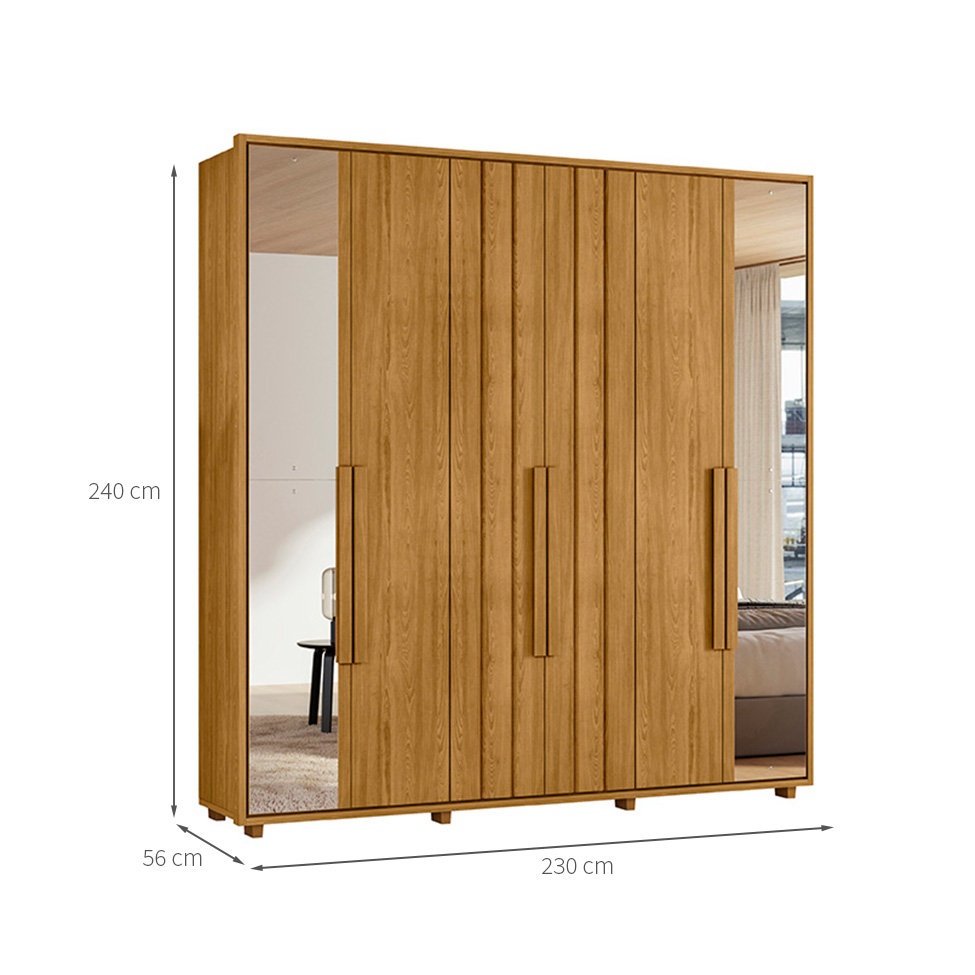 Guarda-Roupa Casal com Espelho Veronesse 6 Portas 4 Gavetas Cumaru
