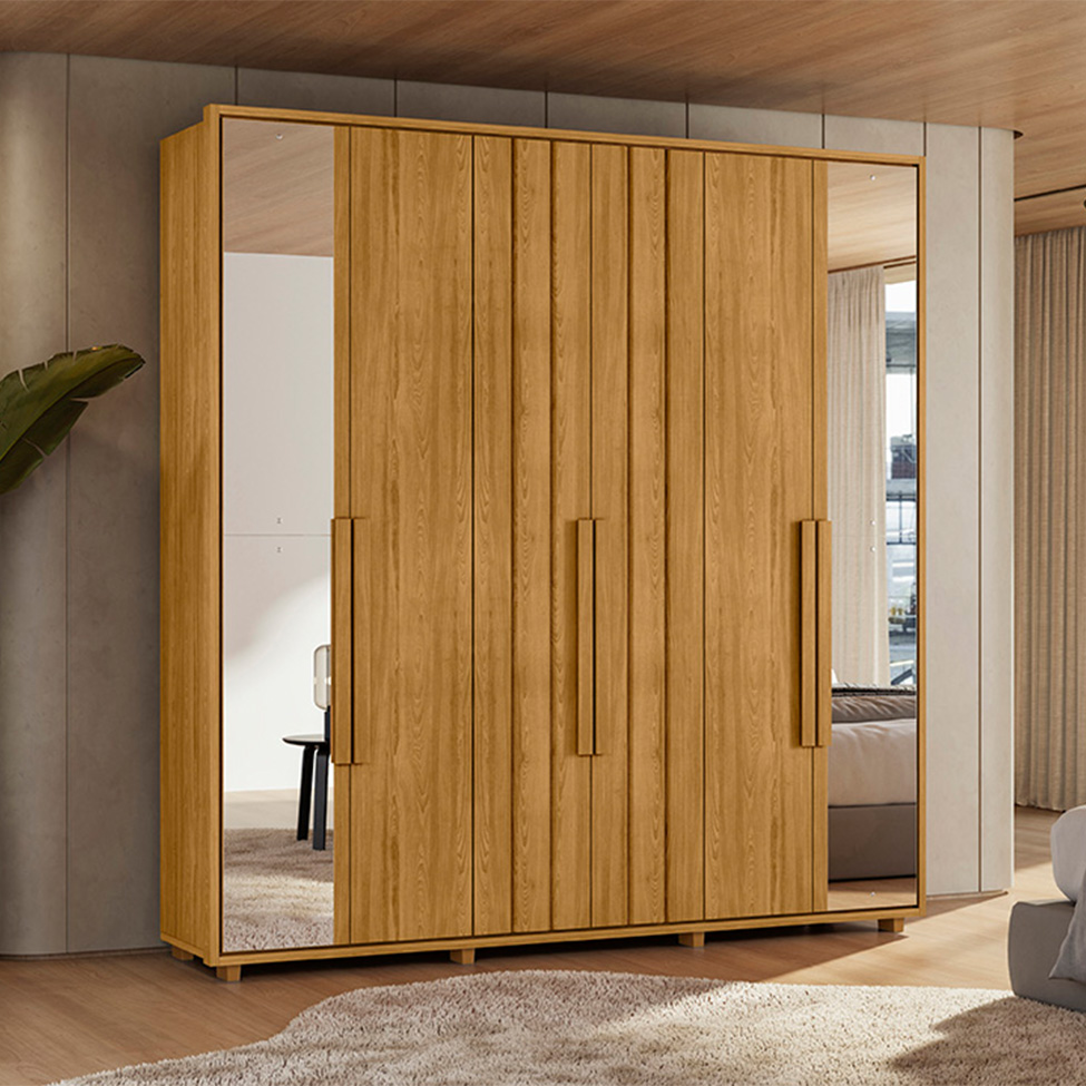 Guarda-Roupa Casal com Espelho Veronesse 6 Portas 4 Gavetas Cumaru