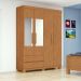 Guarda-Roupa Casal com Espelho Zeus com Pés 4 Portas 2 Gavetas Amêndoa