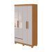 Guarda-Roupa Casal com Espelho Zeus com Pés 4 Portas 2 Gavetas Off White e Amêndoa