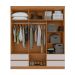 Guarda-Roupa Casal com Espelho Zeus sem Pés 6 Portas 4 Gavetas Off White e Amêndoa
