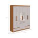 Guarda-Roupa Casal com Espelho Zeus sem Pés 6 Portas 4 Gavetas Off White e Amêndoa