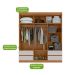 Guarda-Roupa Casal com Espelho Zeus sem Pés 6 Portas 4 Gavetas Off White e Amêndoa