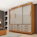 Guarda-Roupa Casal com Pés Chicago 3 Portas 9 Gavetas Cinamomo e Off White
