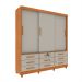 Guarda-Roupa Casal com Pés Chicago 3 Portas 9 Gavetas Cinamomo e Off White