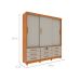 Guarda-Roupa Casal com Pés Chicago 3 Portas 9 Gavetas Cinamomo e Off White