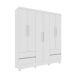 Guarda-Roupa Casal com Pés Oregon 6 Portas 4 Gavetas Neve