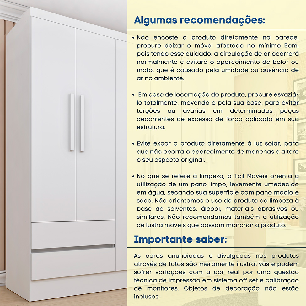 Guarda-Roupa Casal com Pés Oregon 6 Portas 4 Gavetas Neve