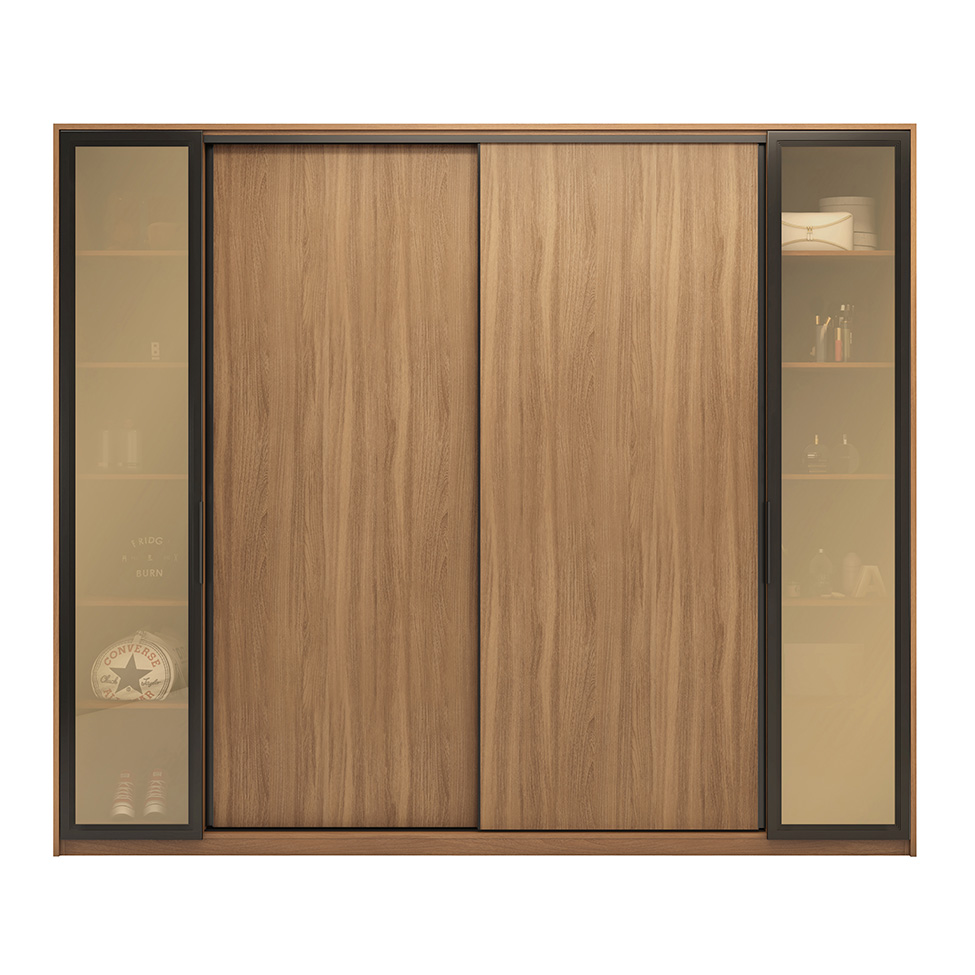 Guarda-Roupa Casal com Reflecta Laredo Flex 4 PT 4 GV Amêndola e Nude