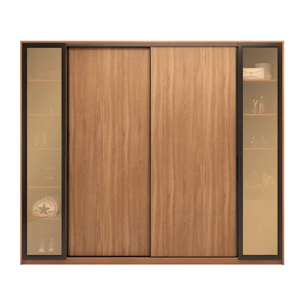 Guarda-Roupa Casal com Reflecta Laredo Flex 4 Portas 4 Gavetas Amêndola e Nude