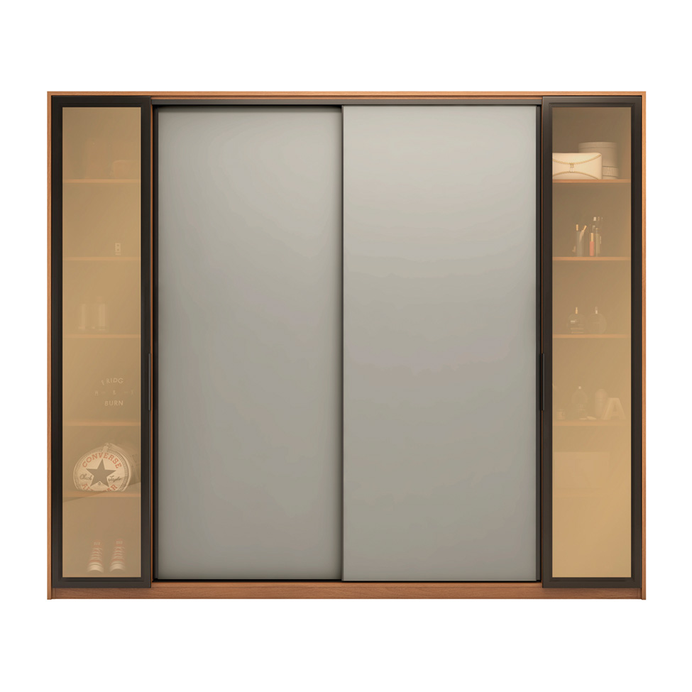 Guarda-Roupa Casal com Reflecta Laredo Flex 4 Portas 4 Gavetas Amêndola e Nude