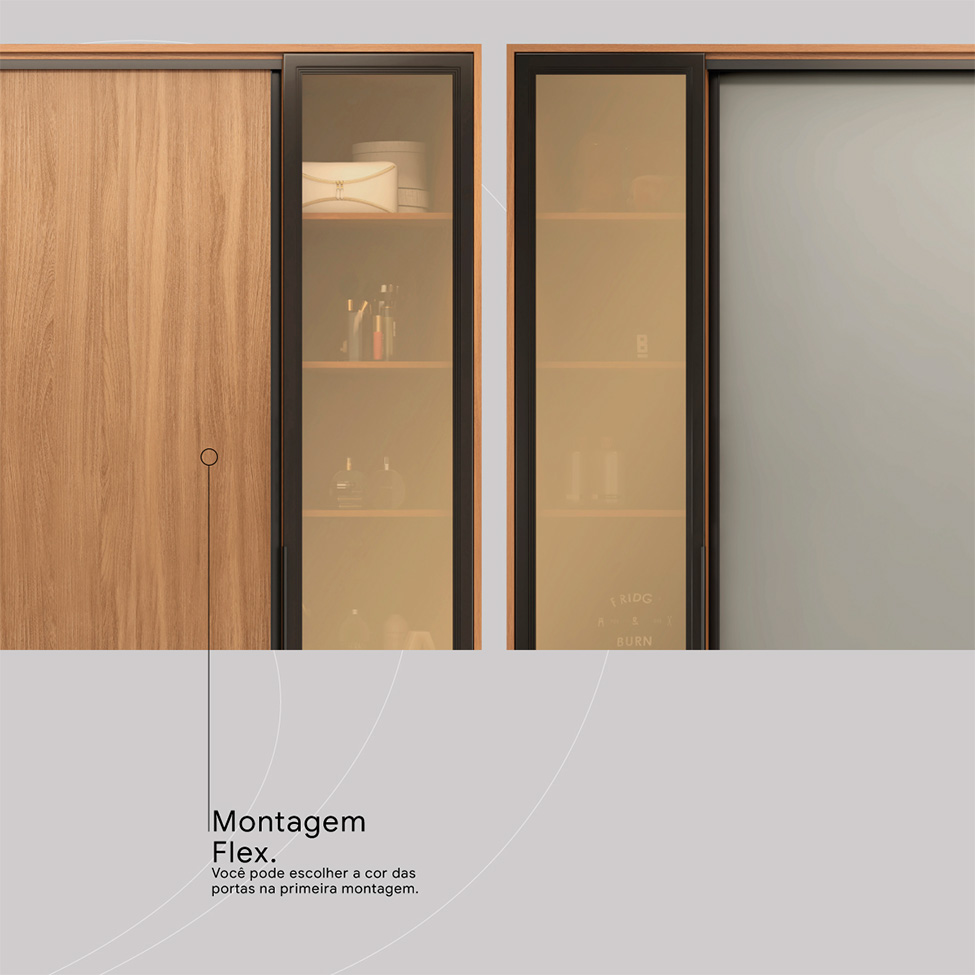 Guarda-Roupa Casal com Reflecta Laredo Flex 4 Portas 4 Gavetas Amêndola e Nude