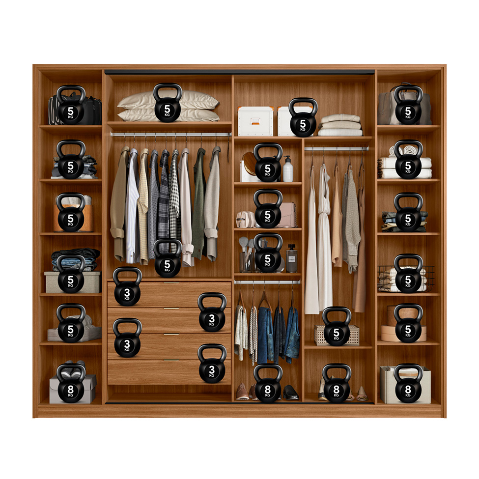 Guarda-Roupa Casal com Reflecta Laredo Flex 4 Portas 4 Gavetas Amêndola e Nude