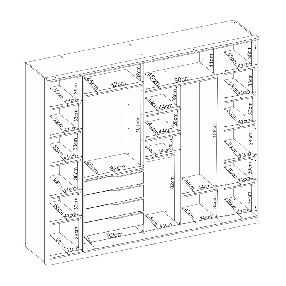Guarda-Roupa Casal com Reflecta Laredo Flex 4 Portas 4 Gavetas Amêndola e Nude