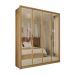 Guarda-Roupa Casal com Reflecta New Reflex MDF 4 Portas 3 Gavetas Buriti