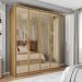 Guarda-Roupa Casal com Reflecta New Reflex MDF 4 Portas 3 Gavetas Buriti