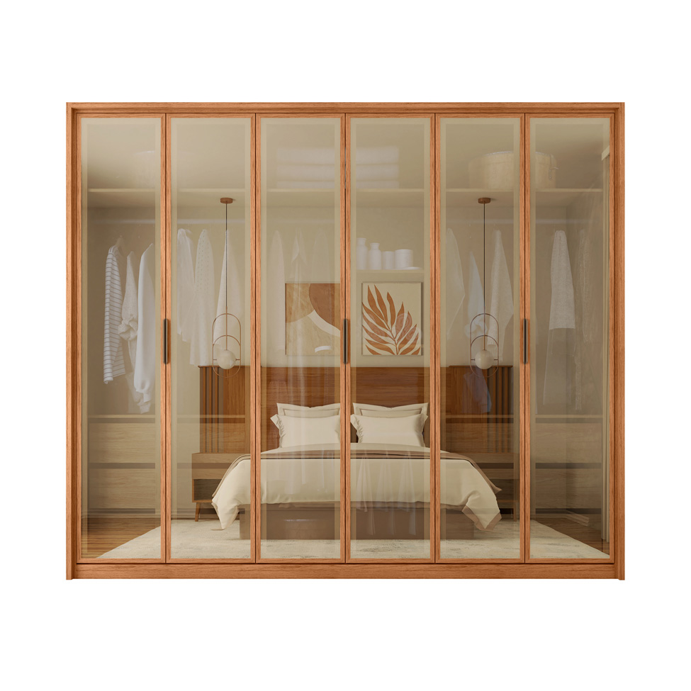 Guarda-Roupa Casal com Reflecta Reflex 6 Portas 4 Gavetas Freijó