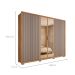 Guarda-Roupa Casal com Vidro Reflecta 6 Portas 4 Gavetas Buriti e Fendi