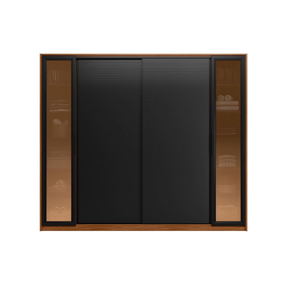 Guarda-Roupa Casal com Vidro Reflecta Laredo 4 PT 4 GV Nogueira e Preto