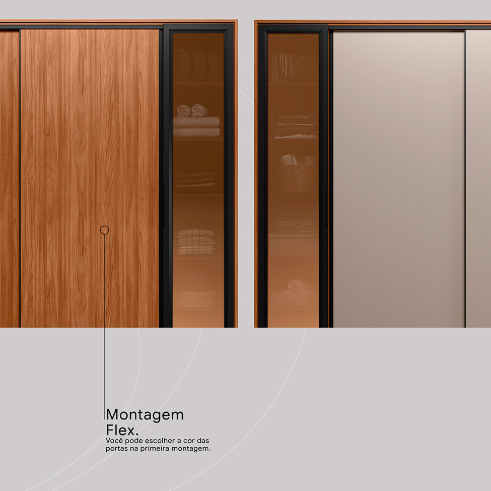 Guarda-Roupa Casal com Vidro Reflecta Laredo 4 Portas 4 Gavetas Nogueira e Nude Prime