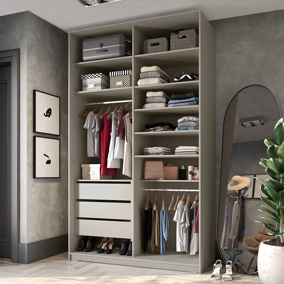 Guarda-Roupa Closet 100% MDF 3 Gavetas Bege 140 cm