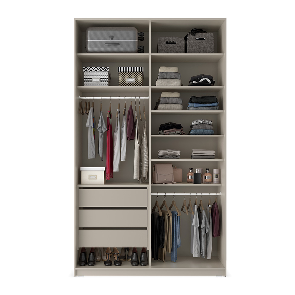 Guarda-Roupa Closet 100% MDF 3 Gavetas Bege 140 cm