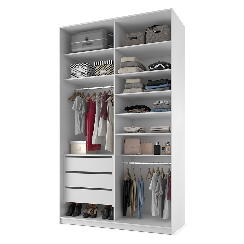 Guarda-Roupa Closet 100% MDF 3 Gavetas Branco 140 cm