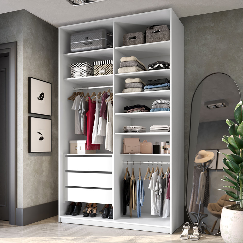 Guarda-Roupa Closet 100% MDF 3 Gavetas Branco 140 cm