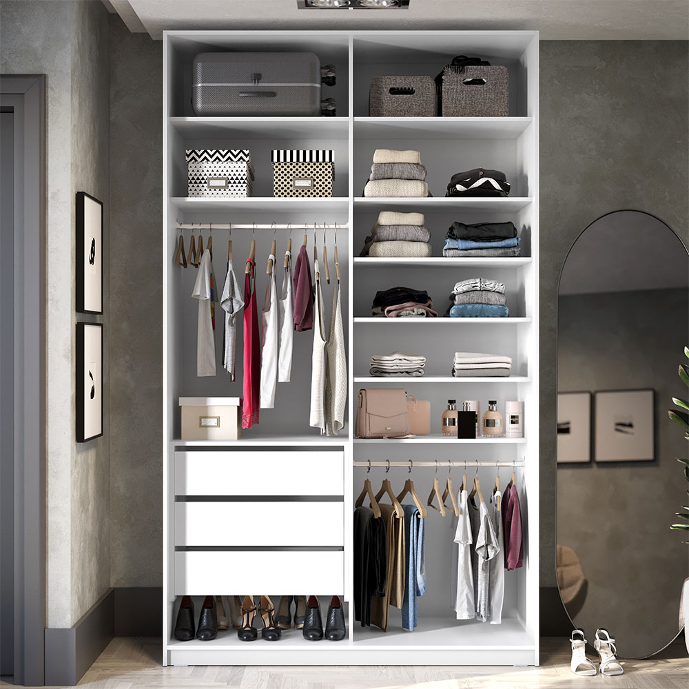 Guarda-Roupa Closet 100% MDF 3 Gavetas Branco 140 cm