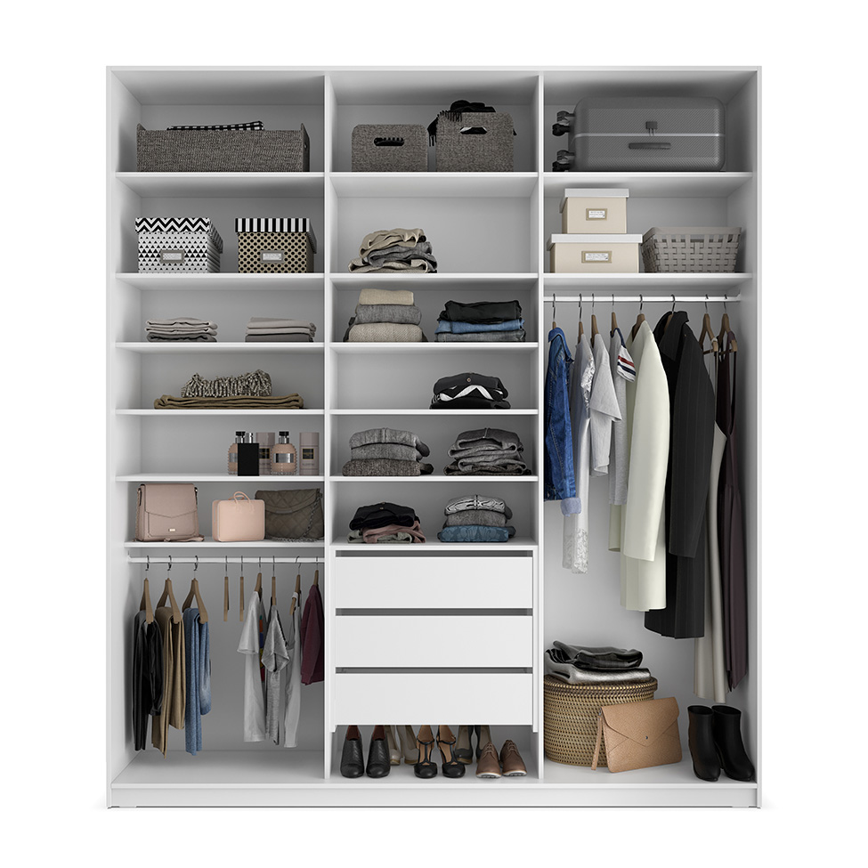 Guarda-Roupa Closet 100% MDF 3 Gavetas Branco 209 cm