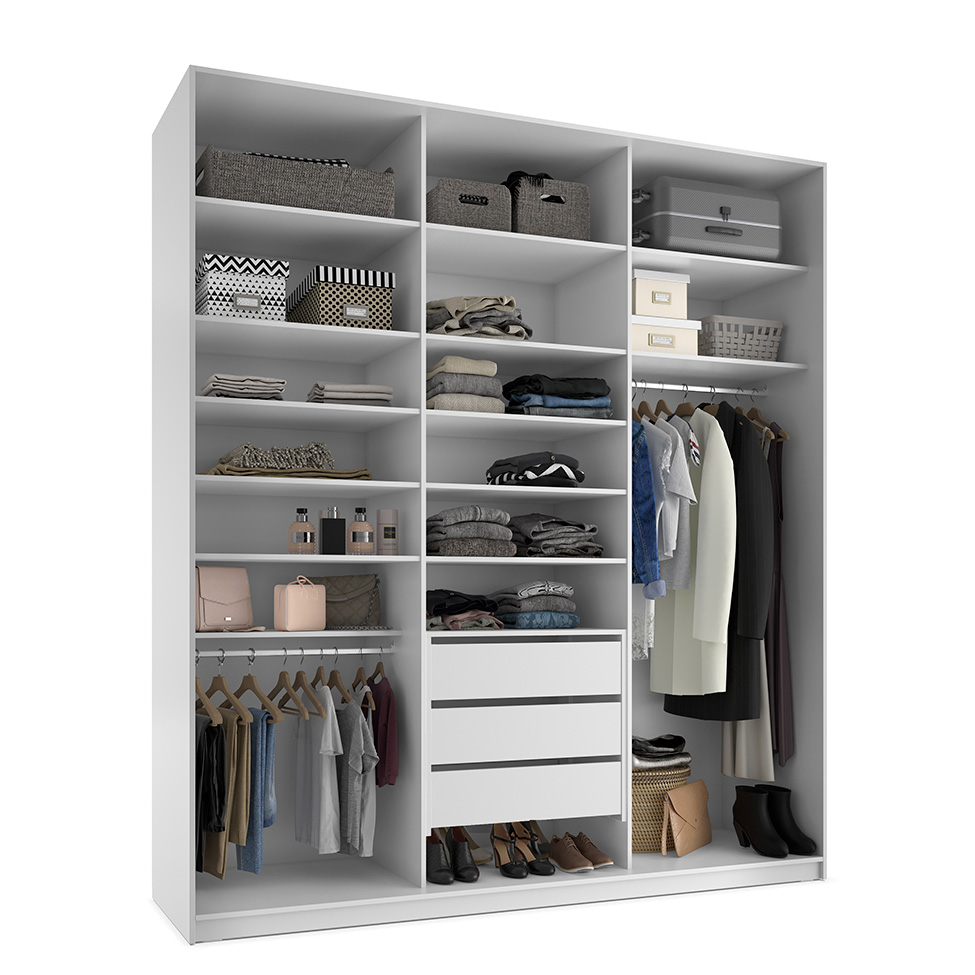 Guarda-Roupa Closet 100% MDF 3 Gavetas Branco 209 cm