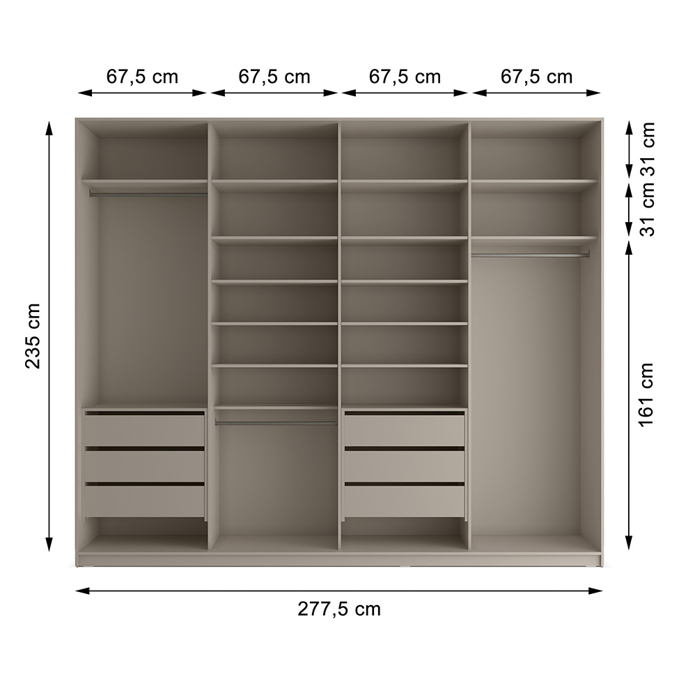 Guarda-Roupa Closet 100% MDF 6 GV Bege
