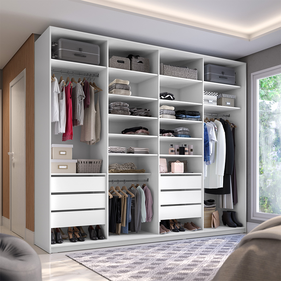 Guarda-Roupa Closet 100% MDF 6 Gavetas Branco