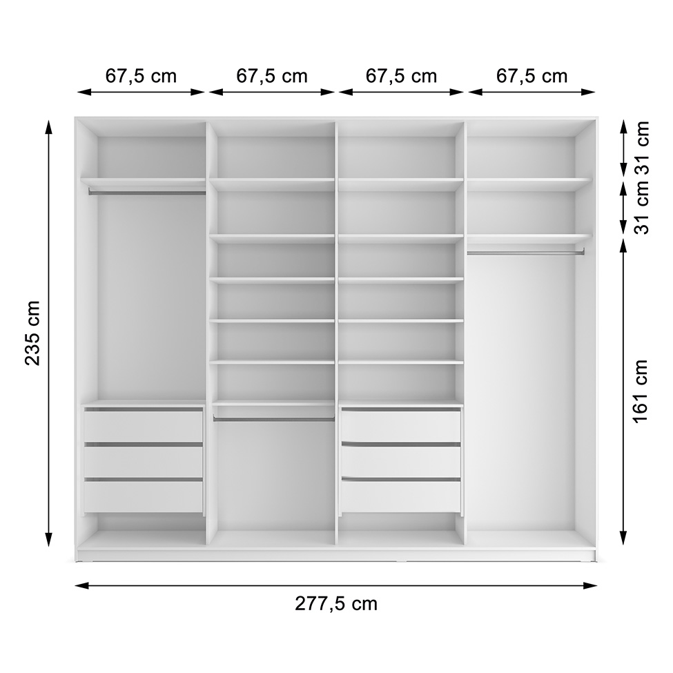 Guarda-Roupa Closet 100% MDF 6 Gavetas Branco