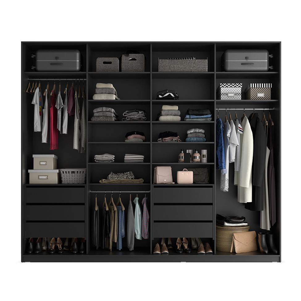 Guarda-Roupa Closet 100% MDF 6 Gavetas Preto