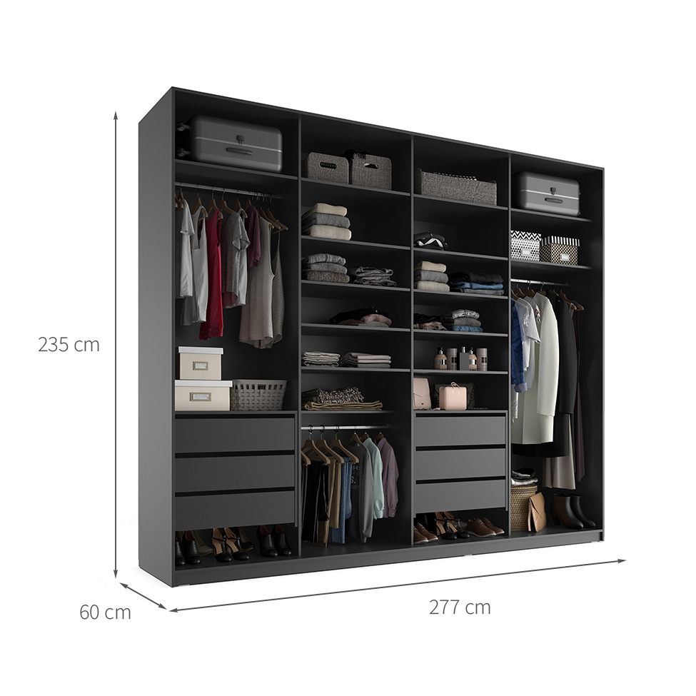 Guarda-Roupa Closet 100% MDF 6 Gavetas Preto