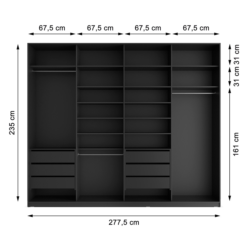Guarda-Roupa Closet 100% MDF 6 Gavetas Preto