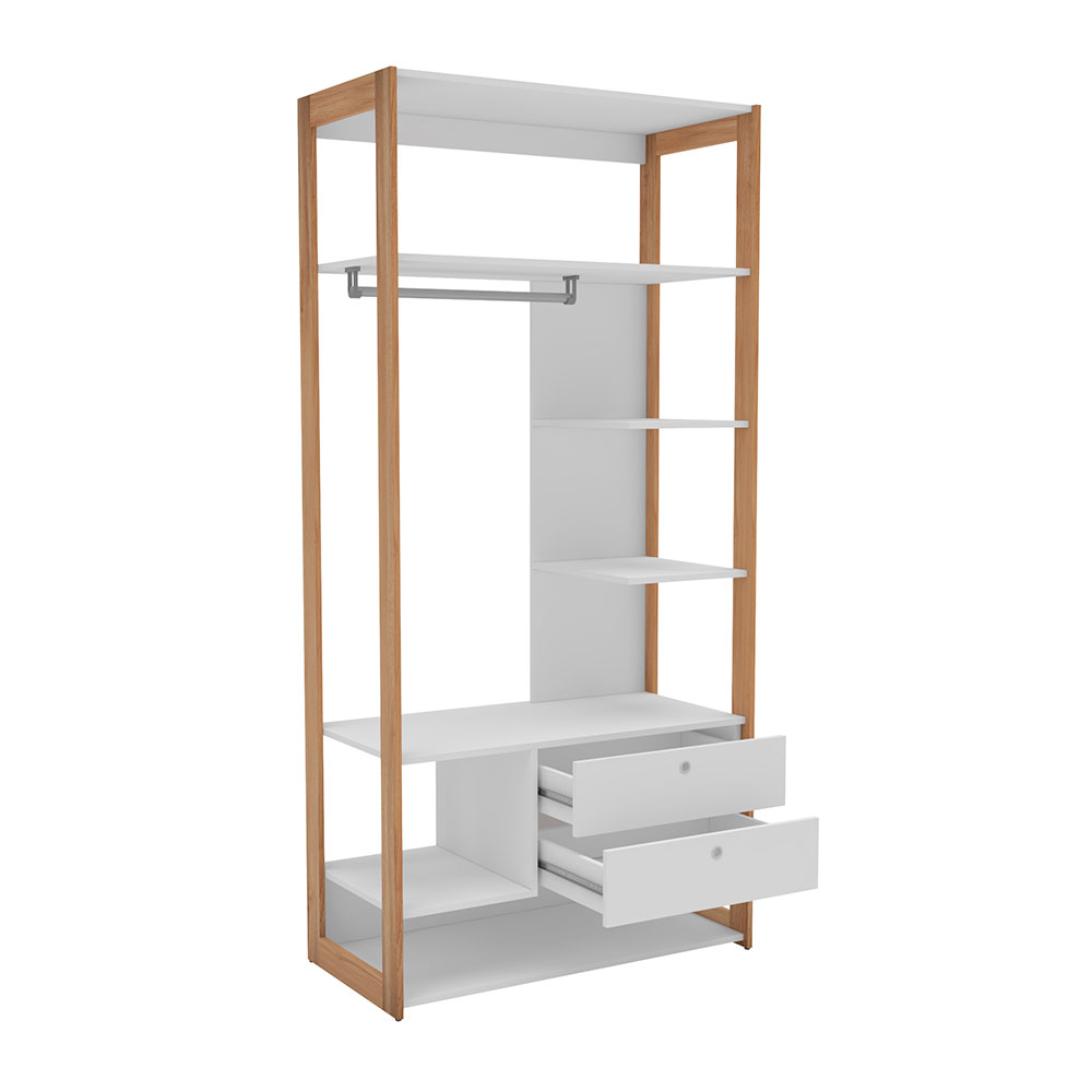 Guarda-Roupa Closet Cali 2 Gavetas Branco e Aveiro 93cm