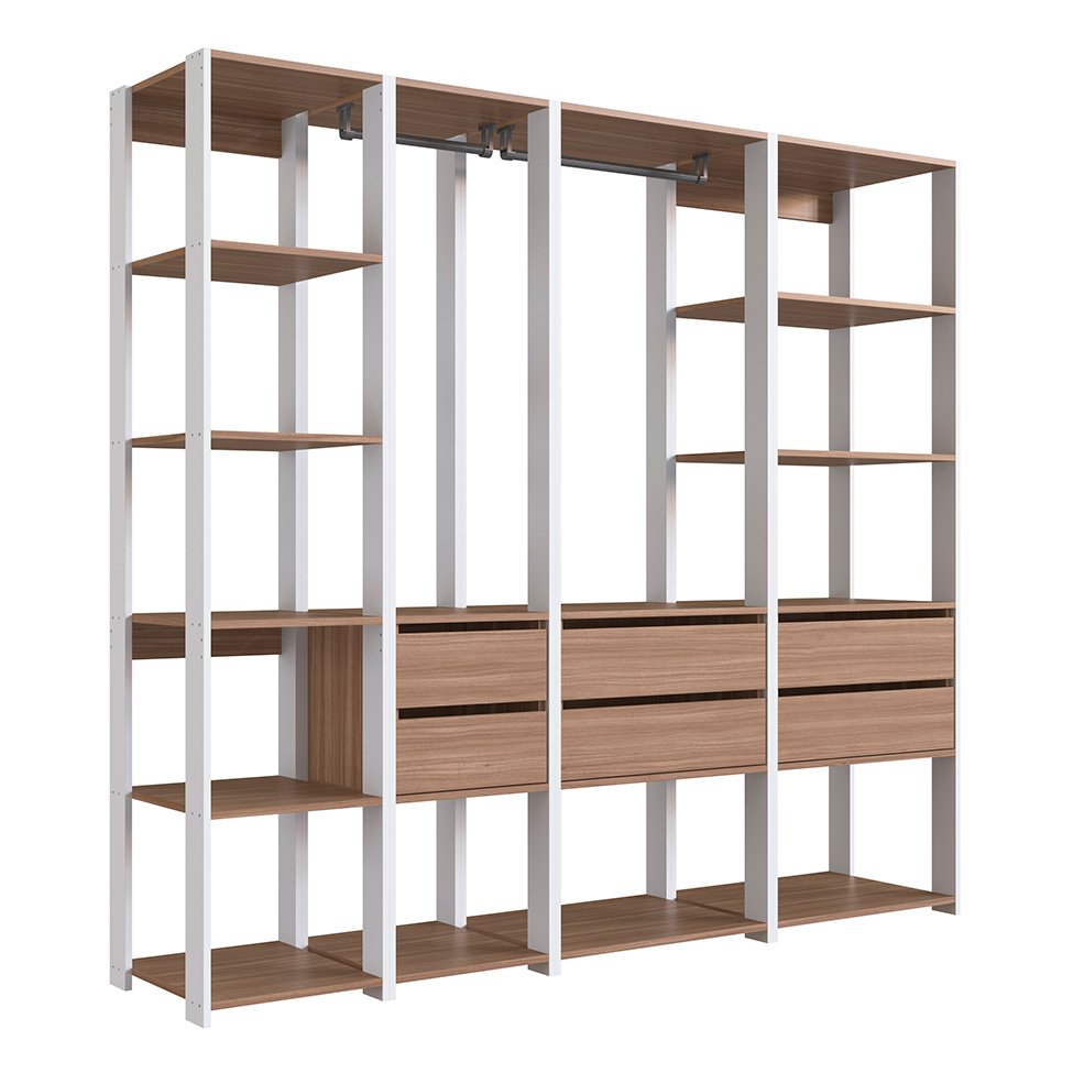 Guarda-Roupa Closet Easy 6 Gavetas Branco e Montana