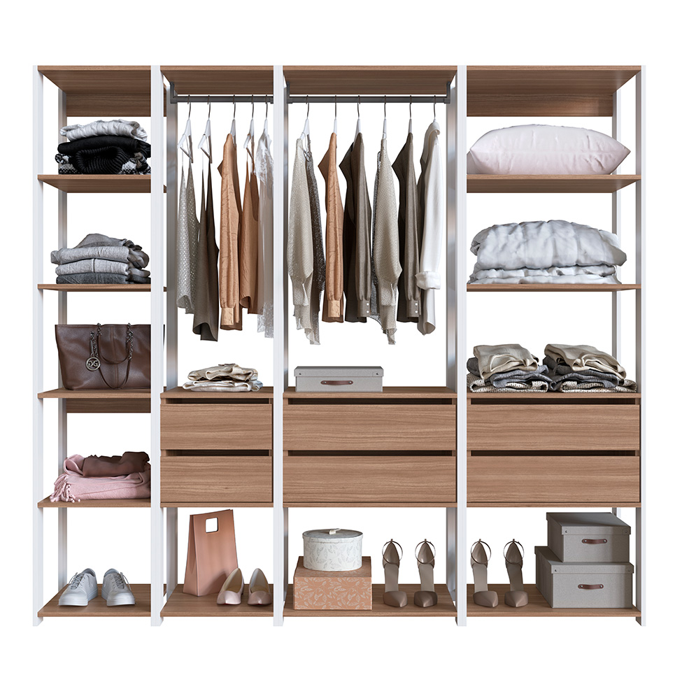 Guarda-Roupa Closet Easy 6 Gavetas Branco e Montana