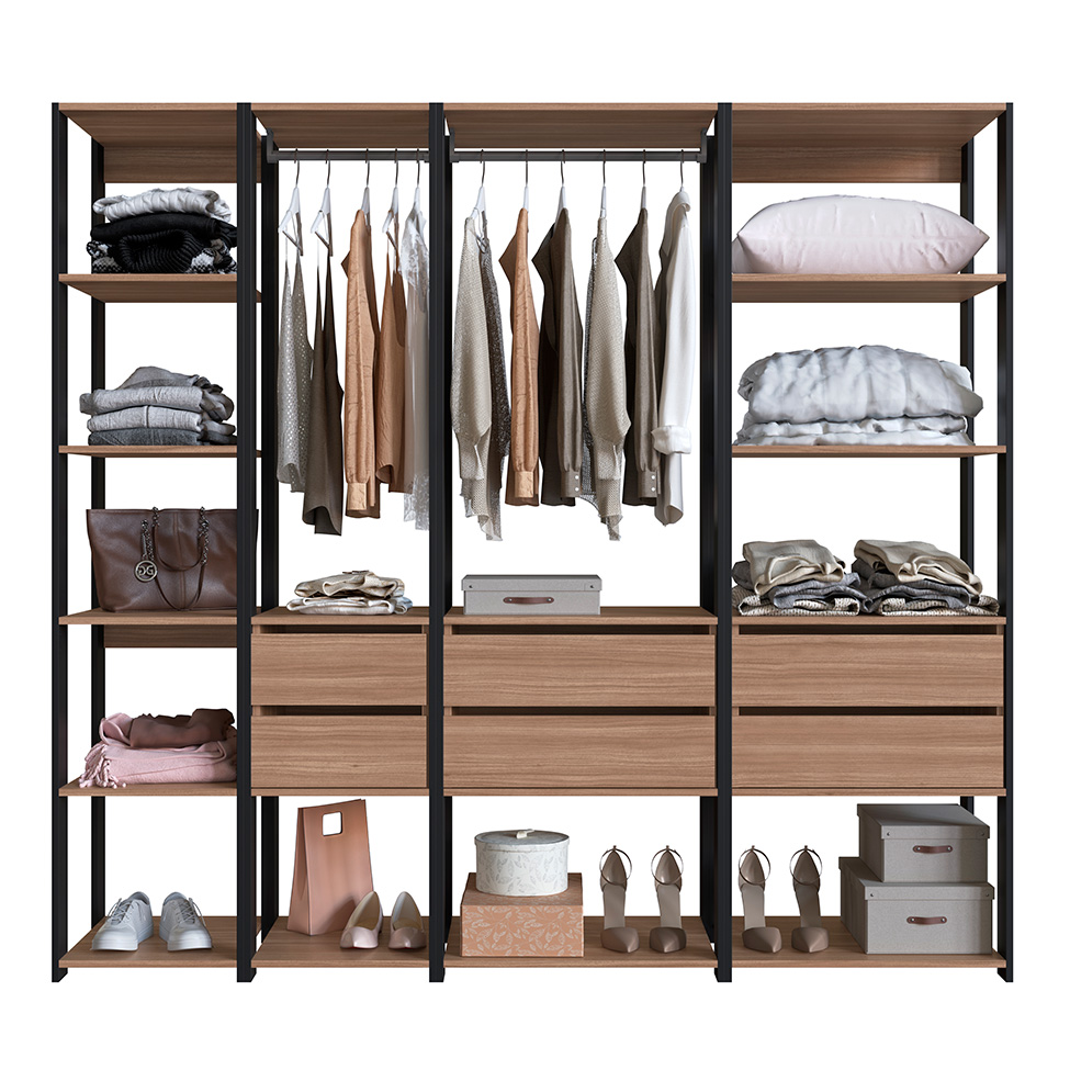 Guarda-Roupa Closet Easy 6 Gavetas Preto e Montana