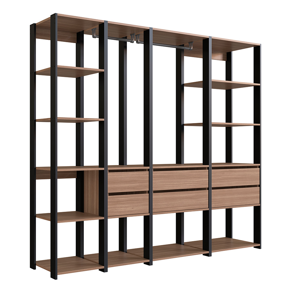 Guarda-Roupa Closet Easy 6 Gavetas Preto e Montana