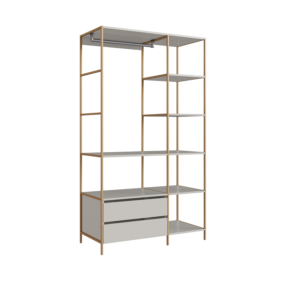 Guarda-Roupa Closet Industrial Glam 2 Gavetas Arenas e Dourado