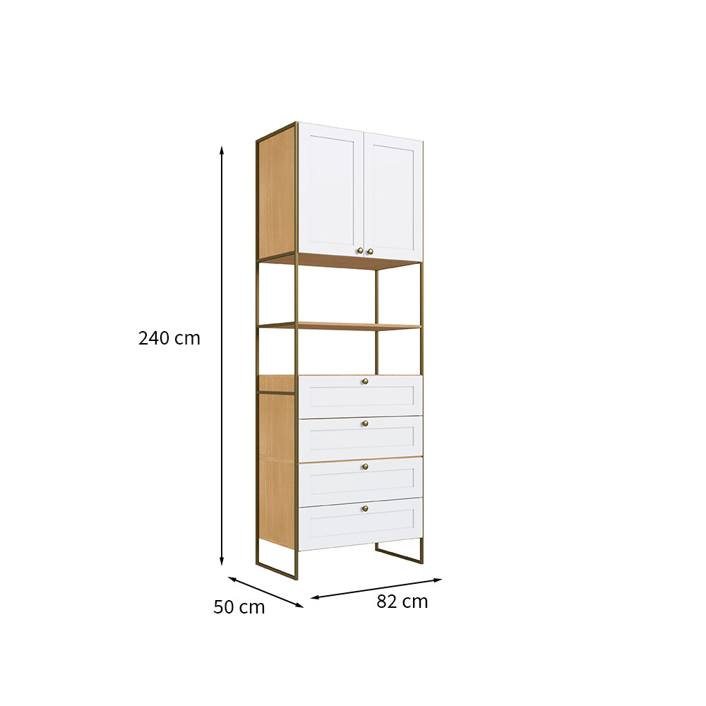 Guarda-Roupa Closet Infinity 2 Portas 4 Gavetas Savana e Branco