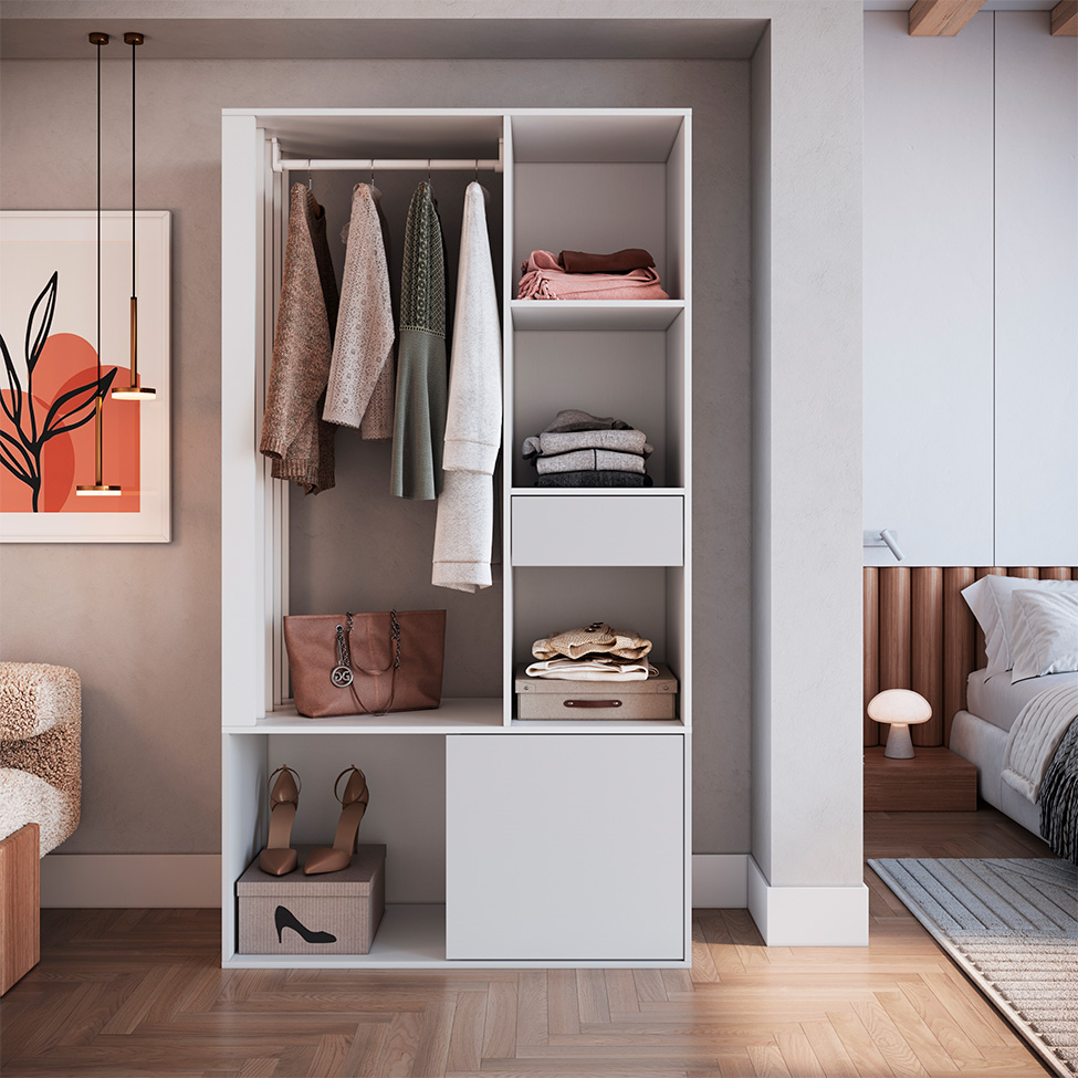 Guarda-Roupa Closet Lumo 1 Porta 1 Gaveta Branco