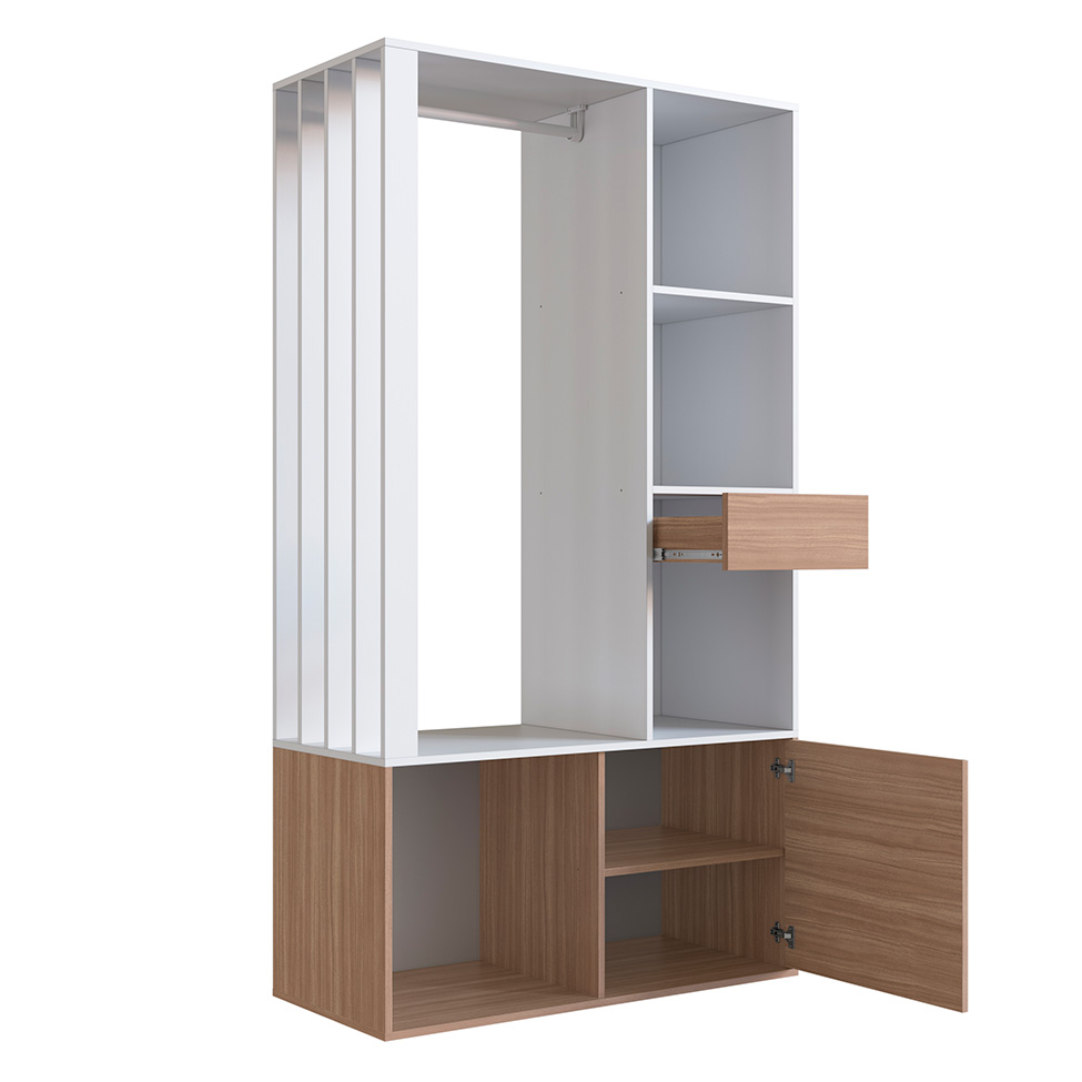Guarda-Roupa Closet Lumo 1 Porta 1 Gaveta Branco e Montana