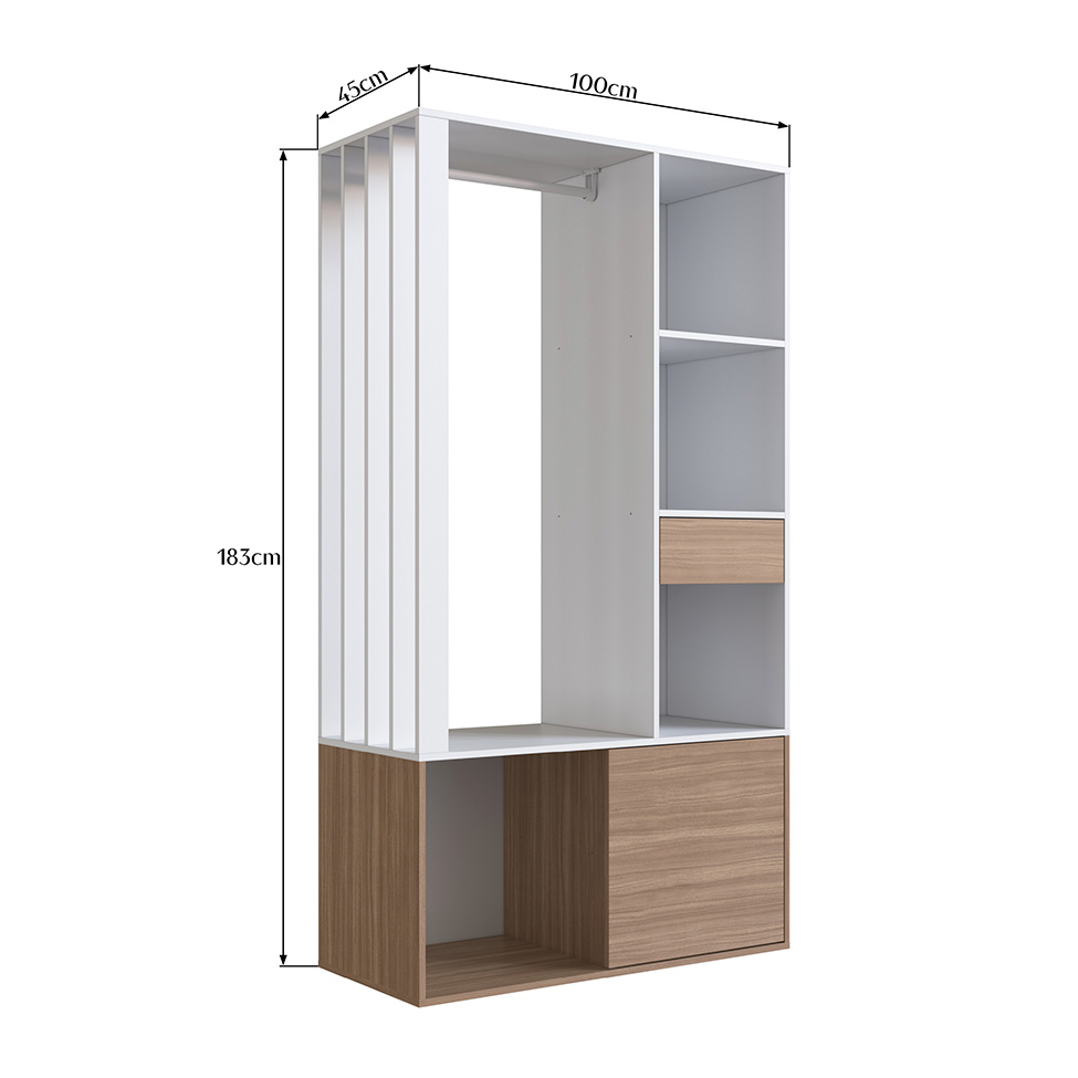 Guarda-Roupa Closet Lumo 1 Porta 1 Gaveta Branco e Montana